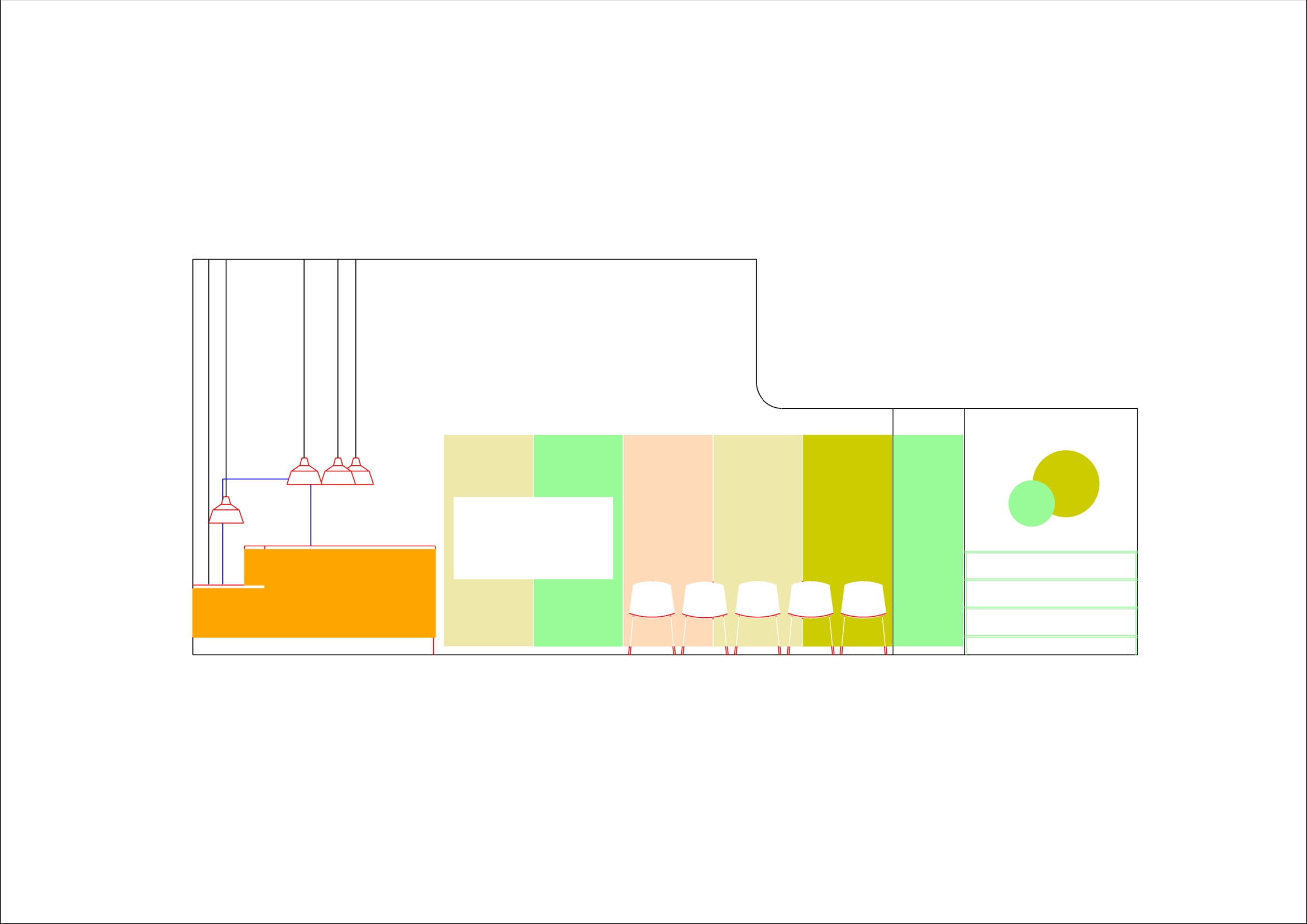 Elevation of Reception and Waiting Areas